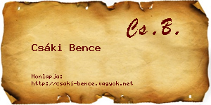 Csáki Bence névjegykártya